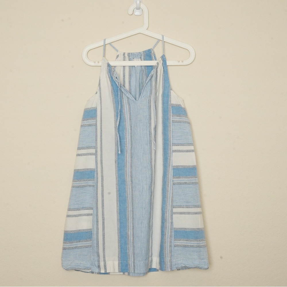 Blue and White Striped Halter Dress